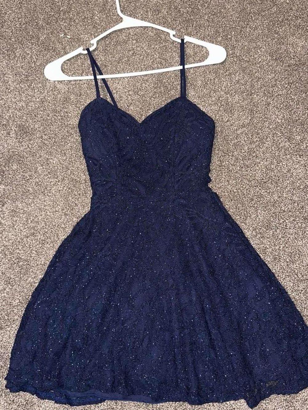 Navy Sparkle Lace Mini Dress - Brand: